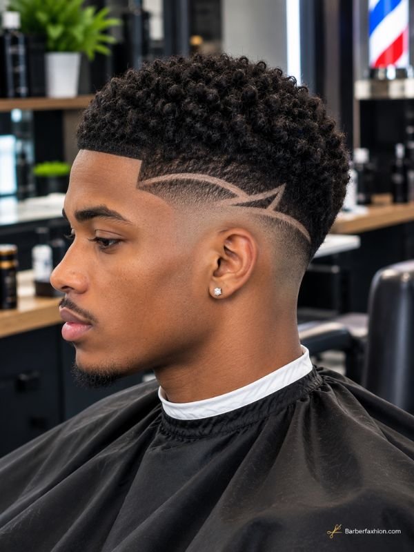 . Mid Taper Fade With a Hair Design