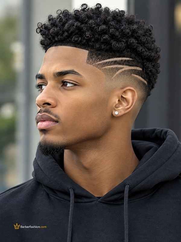Mid Taper Fade with Line Design