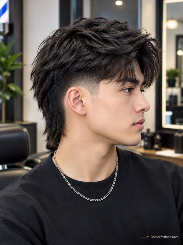  Modern Mullet Mid Taper Fade Straight Hair