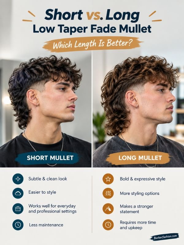 Short vs. Long Low Taper Fade Mullet: Which Length Is Better?