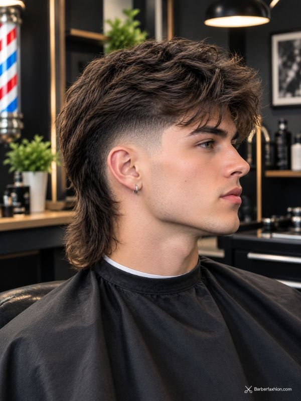 Straight Mid Fade Mullet