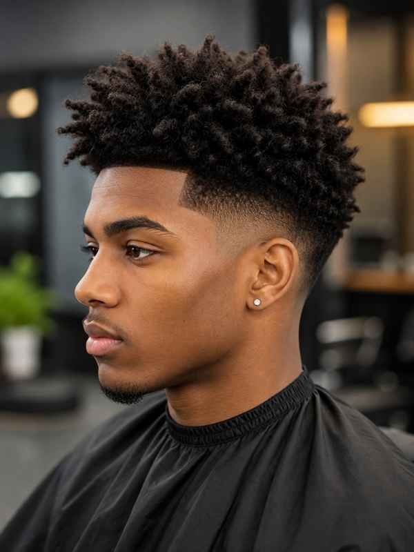 Textured Afro Mid Taper Fade