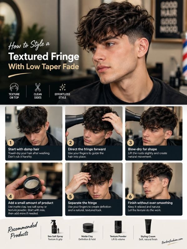 How to Style a Textured Fringe With Low Taper Fade