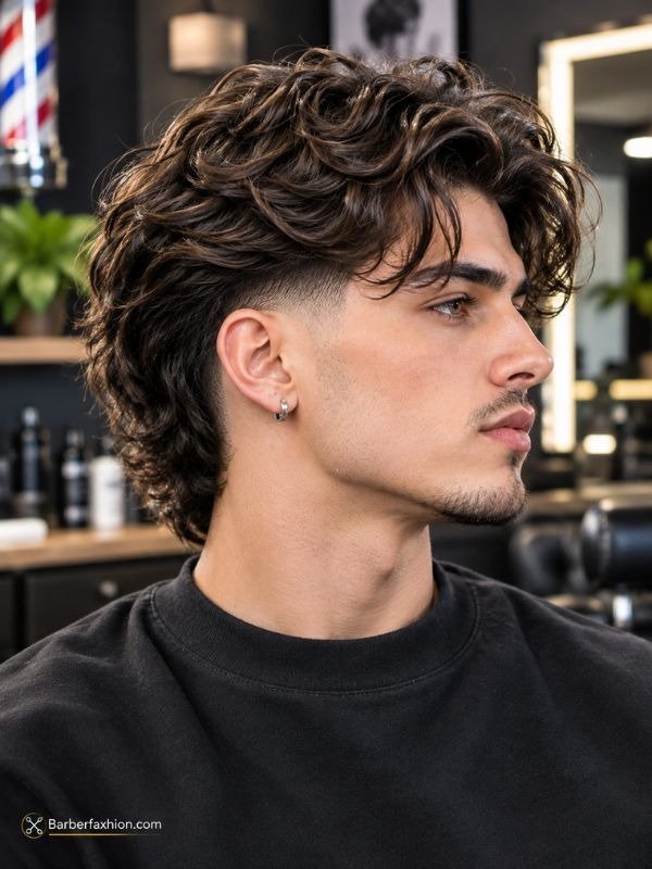 Low Taper Fade with Long Wavy Hair