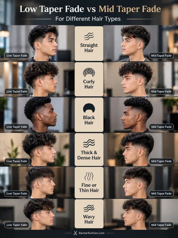 Low Taper Fade vs Mid Taper Fade for Different Hair Types