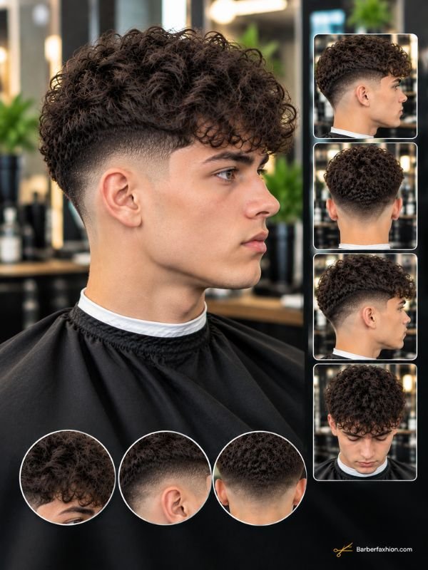 Curly French Crop With Drop Fade
