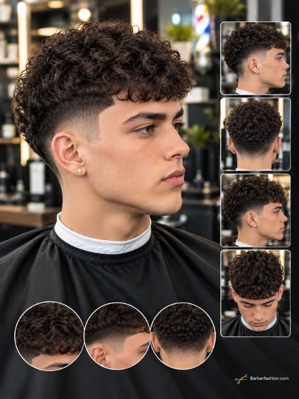 Curly French Crop With Temple Fade
