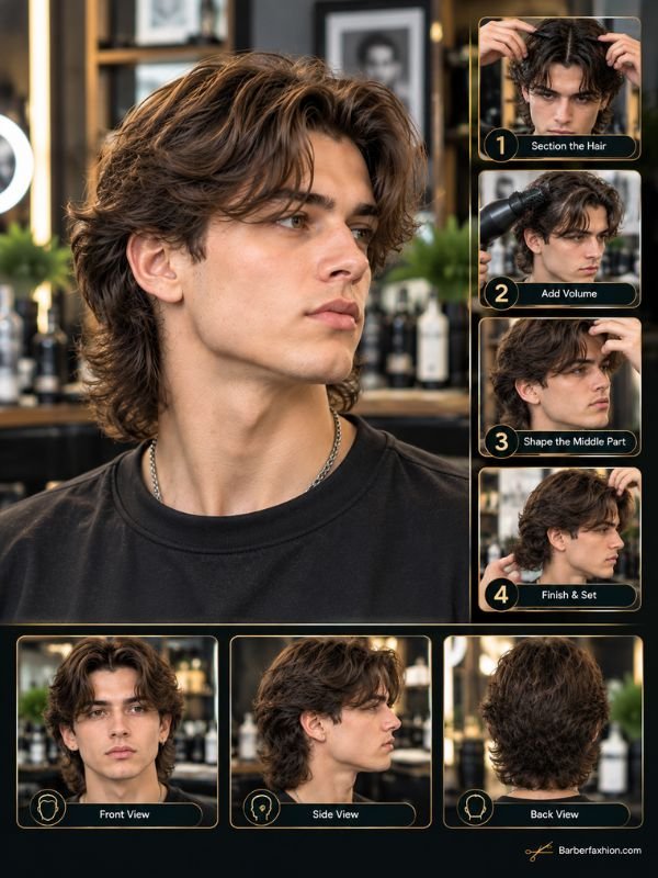How to Style a Middle Part Mullet