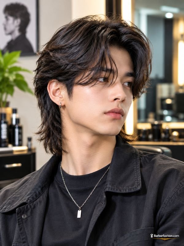 Korean Middle Part Mullet