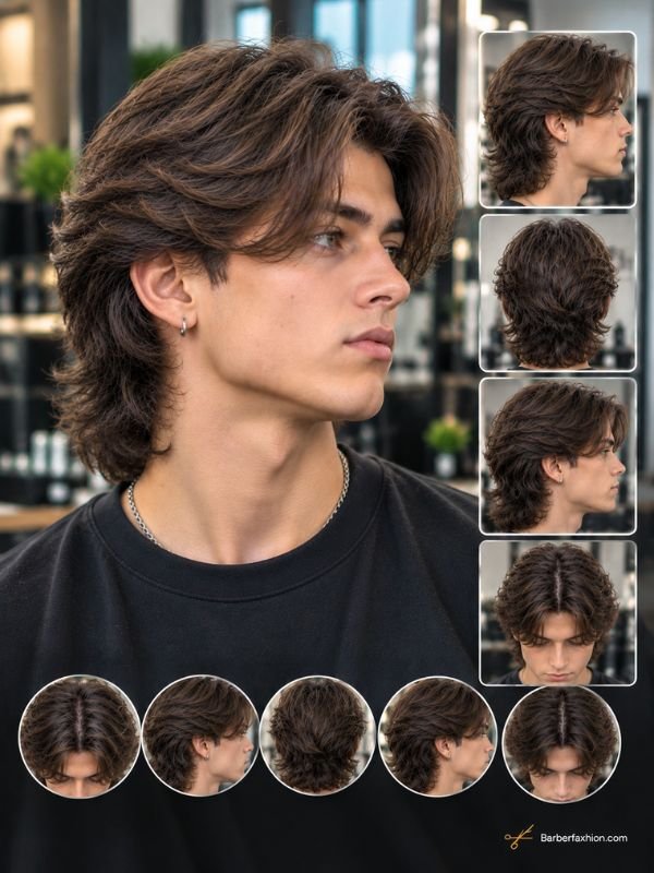 Layered Middle Part Mullet