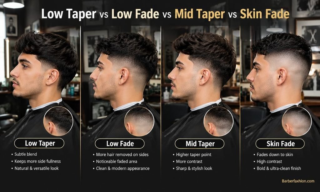 Low Taper vs Low Fade vs Mid Taper vs Skin Fade