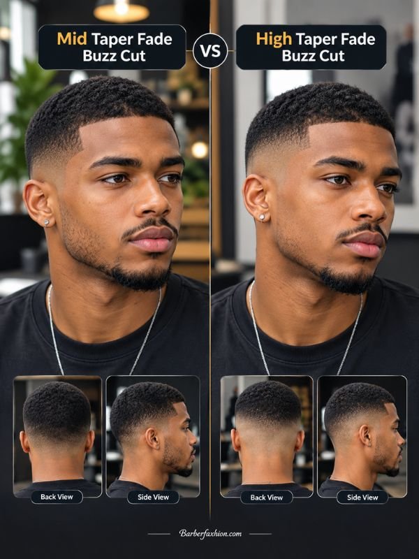 Mid Taper Fade Buzz Cut vs High Taper Fade Buzz Cut