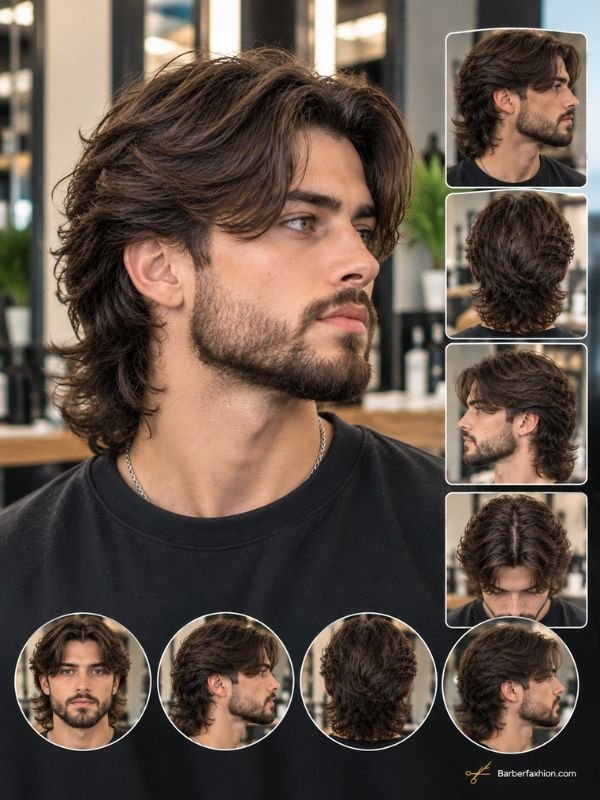  Middle Part Mullet With Beard
