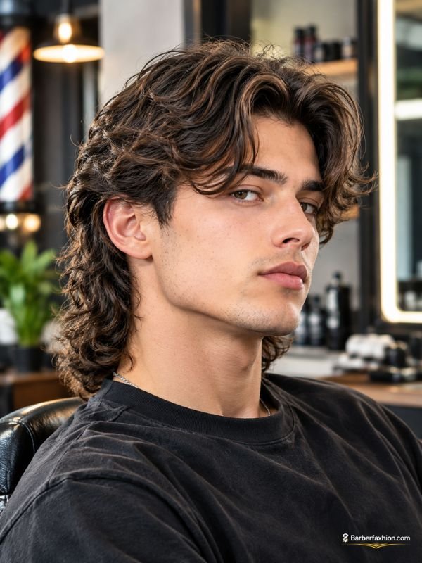  Middle Part Mullet for Wavy Hair