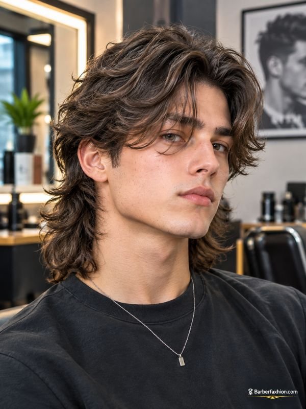  Shaggy Middle Part Mullet