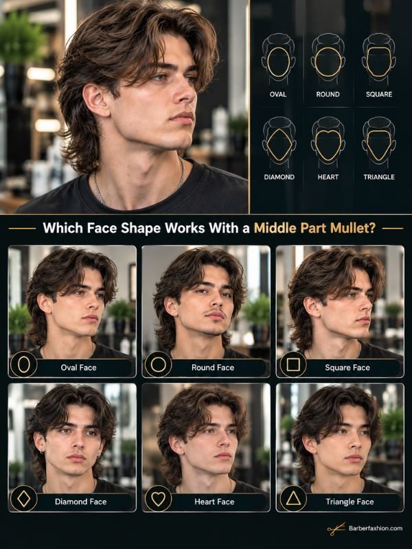 Which Face Shape Works With a Middle Part Mullet?